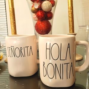 Rae Dunn Spanish Hola Bonita & Señorita VHTF Mugs
